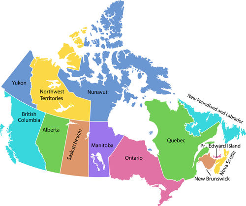 カナダの州地図
